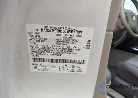 2011 Mazda Tribute I Grand Touring from USA, damaged, VIN 4F2CY0C77BKM06346